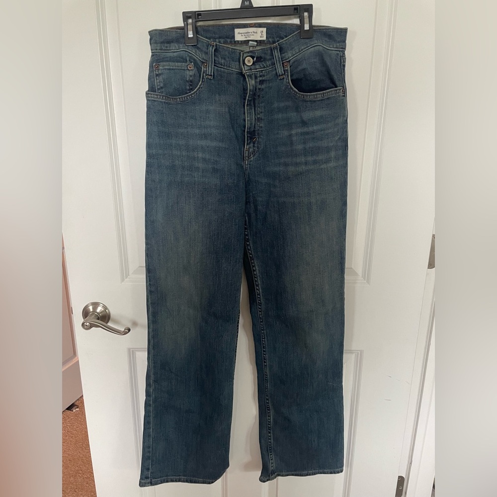 Classic Wide Leg Blue Denim Jeans